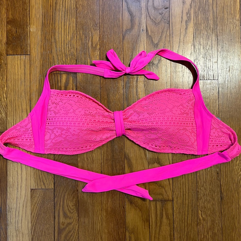 Aerie Halter Pink Eyelet Swimsuit Top Size XL